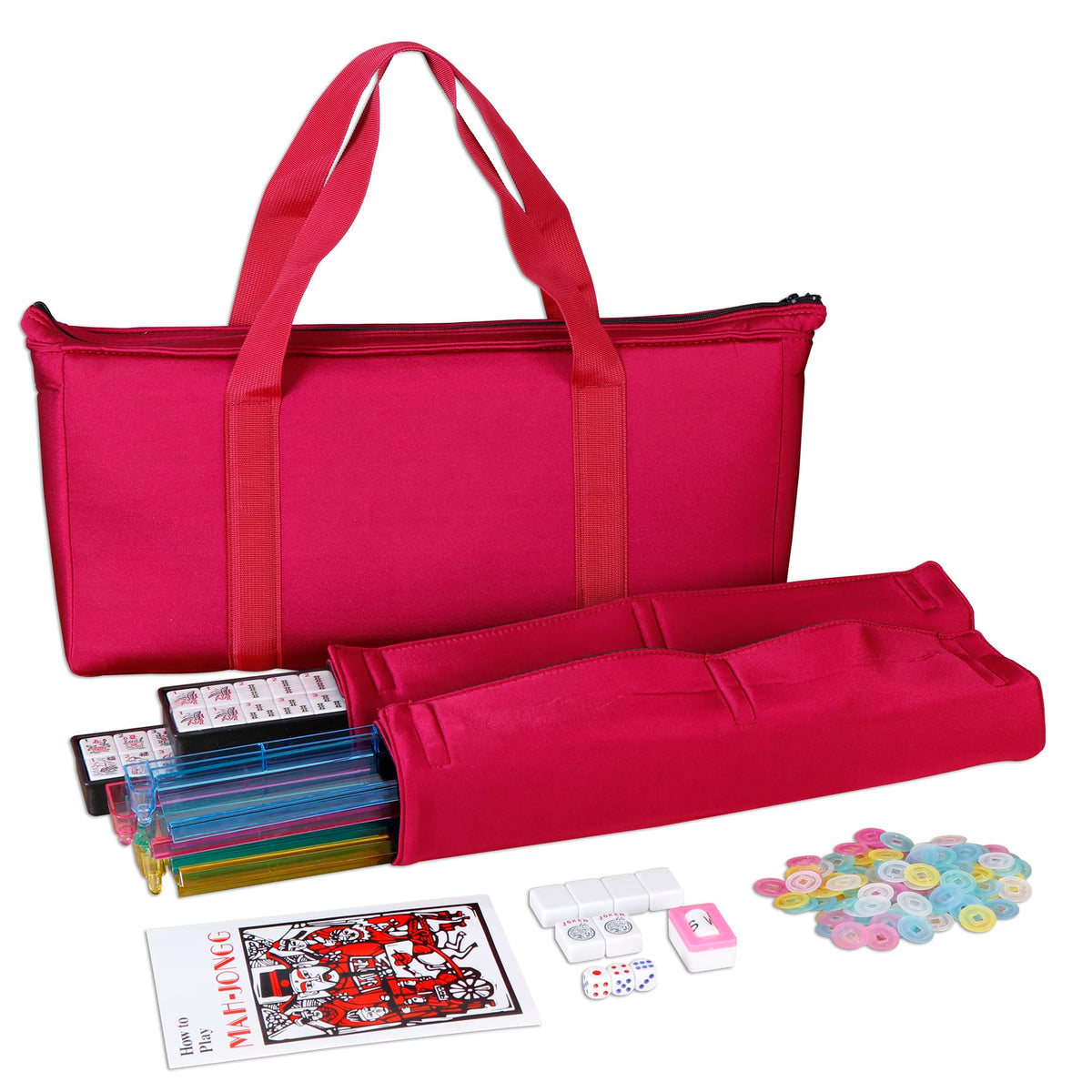 American Mahjong Set — Complete 166-Tile Game with Racks, Pushers & Paisley Travel Bag