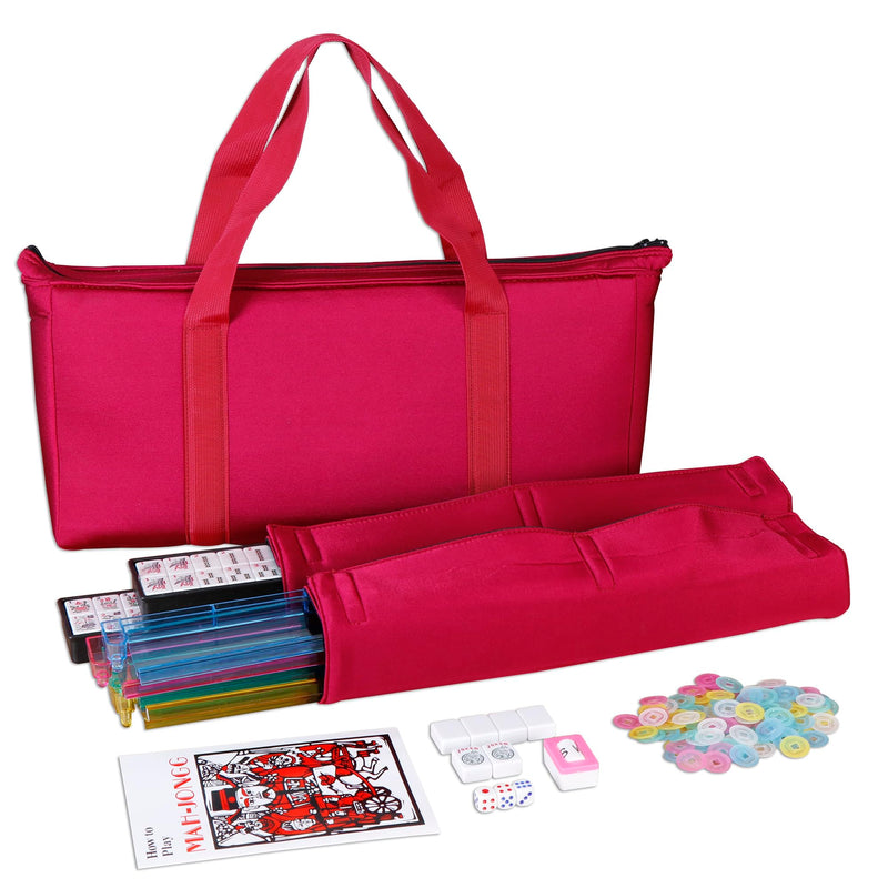 American Mahjong Set — Complete 166-Tile Game with Racks, Pushers & Paisley Travel Bag