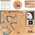 Wooden Cribbage Board Game – Classic 3-Track Cribbage Set for Family & Bar Game Nights