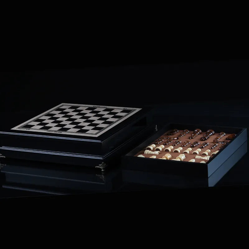 Wooden Chess Set – Classic Tournament Chess Board with Decorative Ornamental Pieces